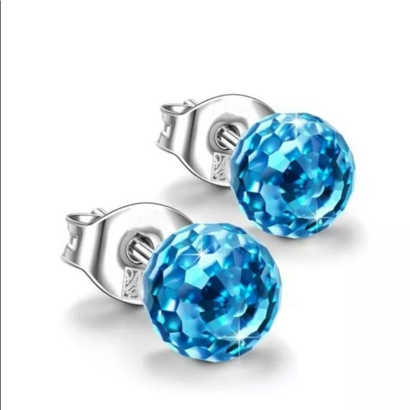 New!! 925 Silver Blue Crystal Earrings! - Picture 2 of 6